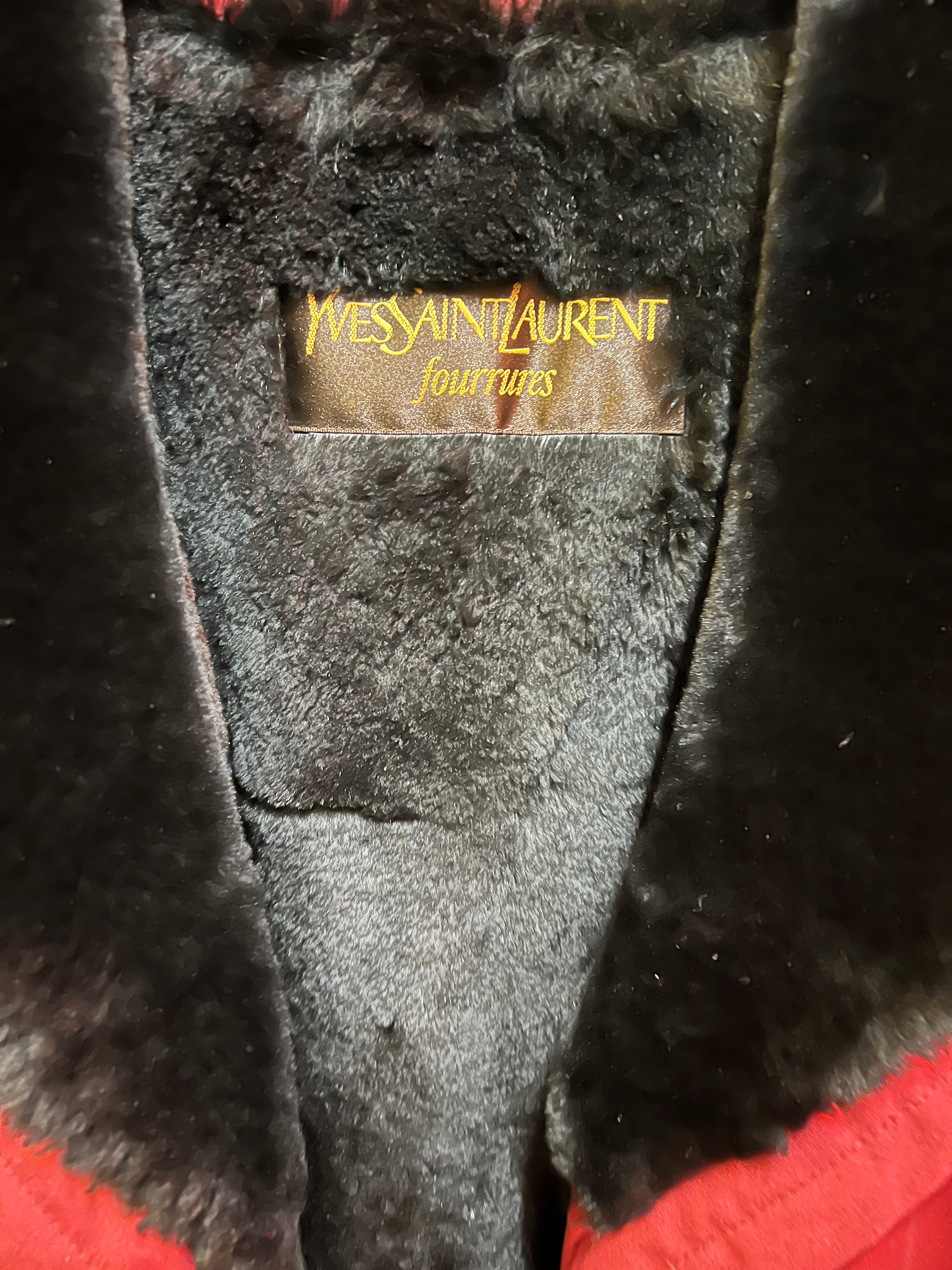 Yves Saint Laurent Red Fur Coat