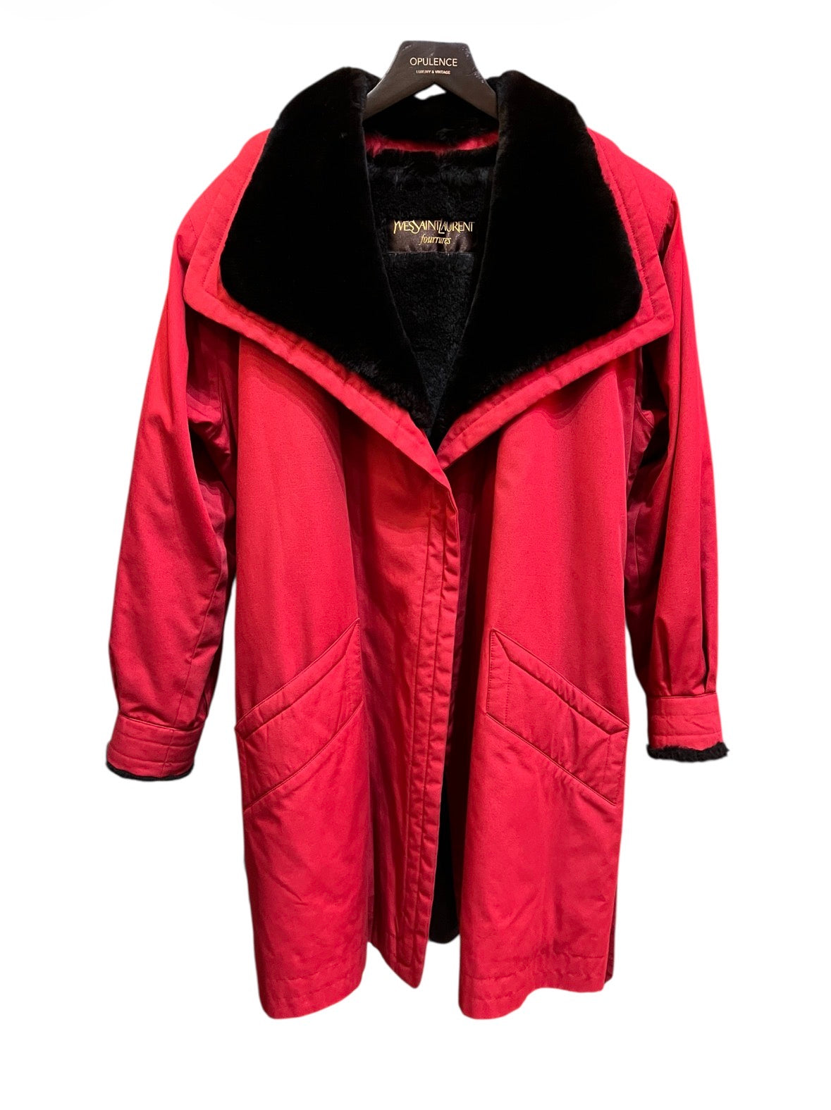 Yves Saint Laurent Red Fur Coat