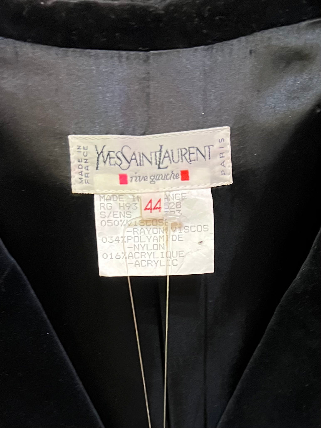1993 Yves Saint Laurent Black Striped Tailored Jacket