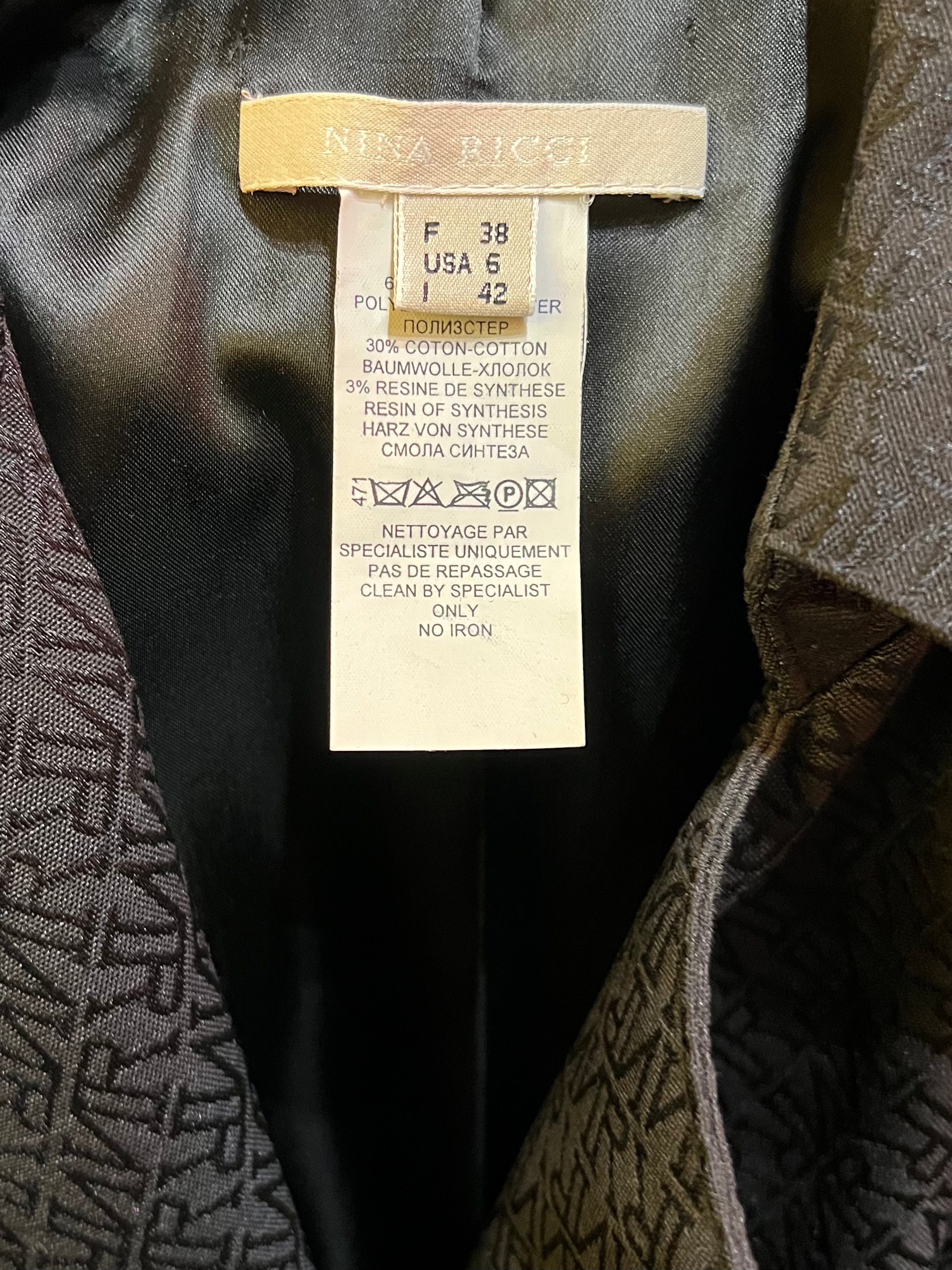 Nina Ricci Long Black Coat with Patterns