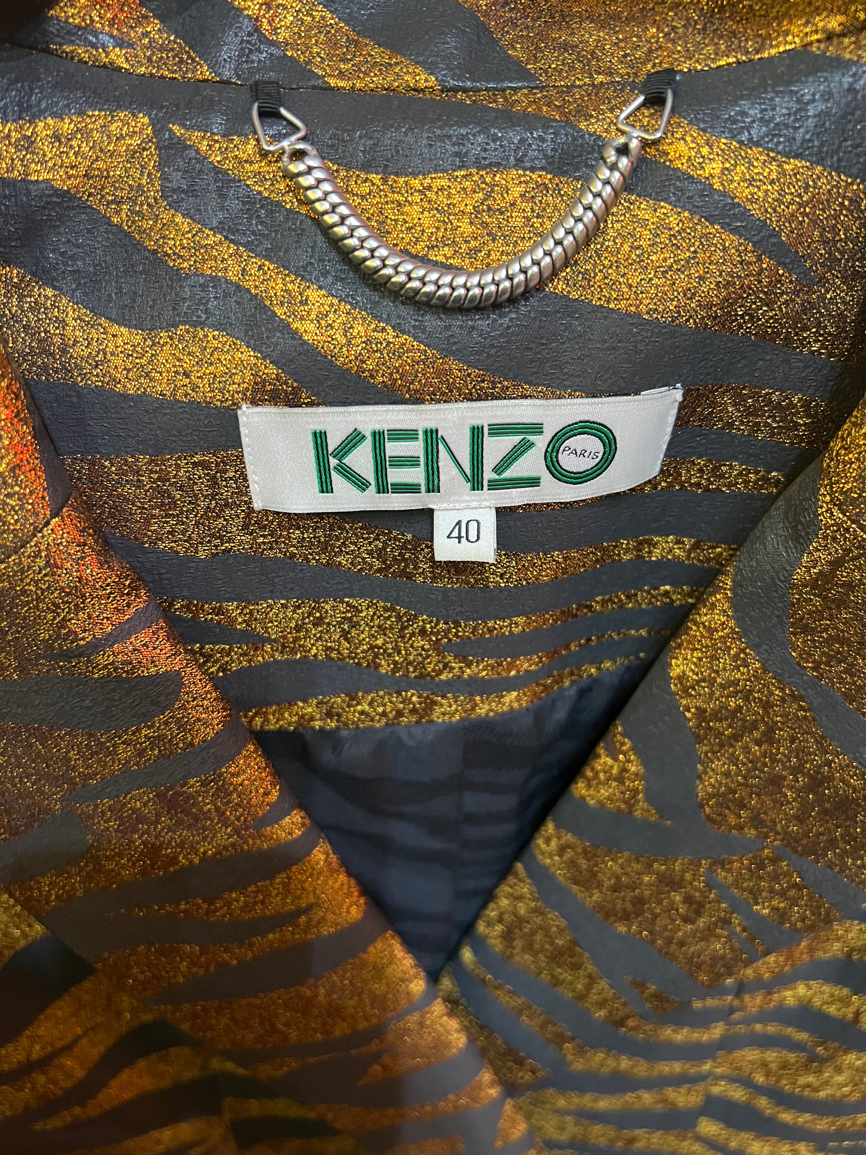 Kenzo Zebra Golden and Black Tailored Jacket