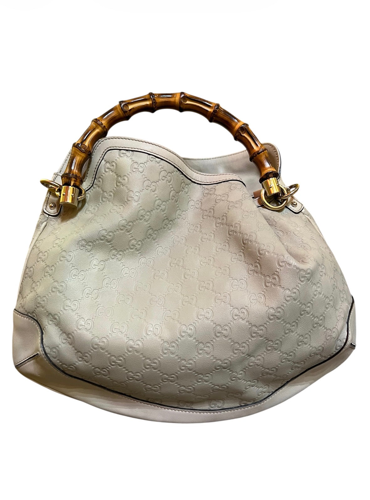 Gucci Beige Monogram Leather Handbag