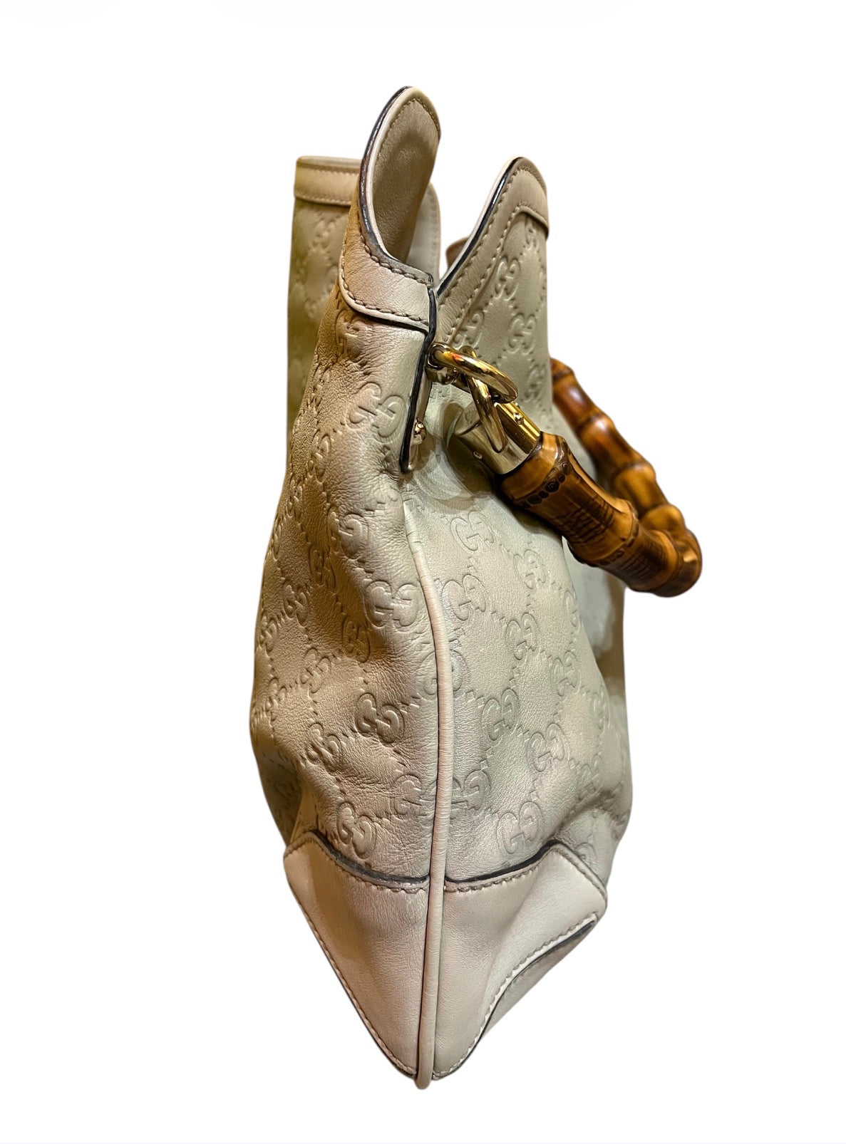 Gucci Beige Monogram Leather Handbag