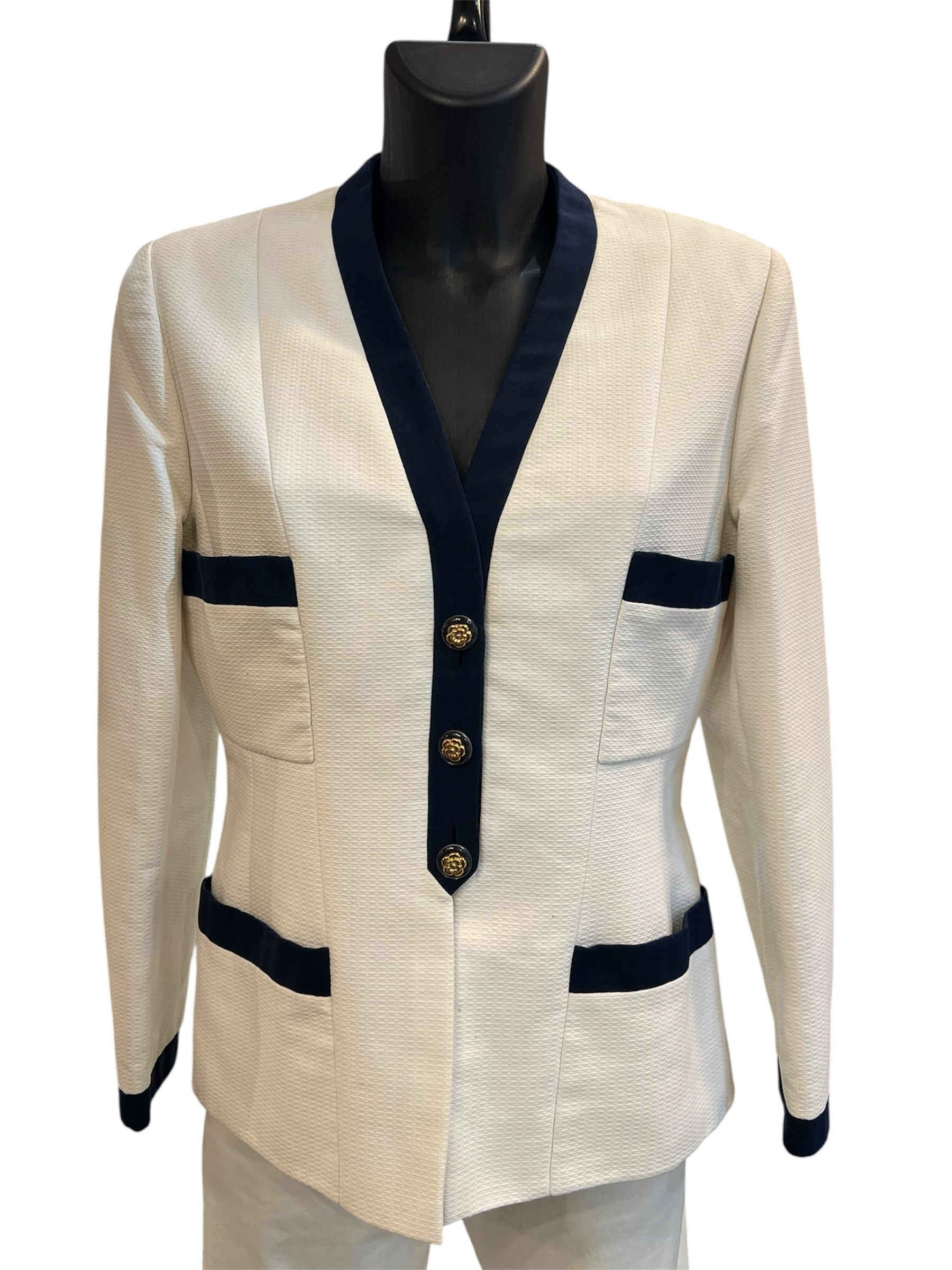 White and Blue Chanel Tailored Jacket