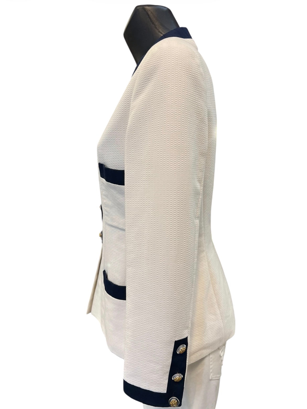 White and Blue Chanel Tailored Jacket