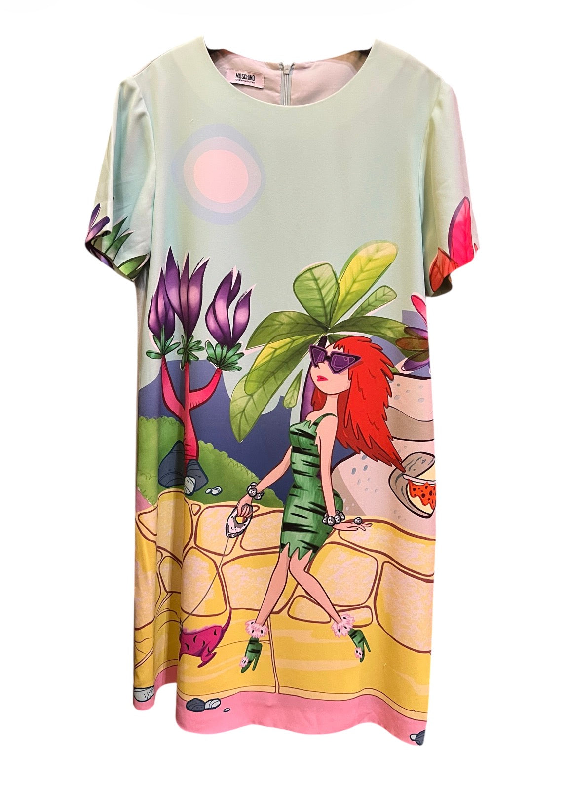 Moschino Sky Blue Dress with Multicolor Patterns
