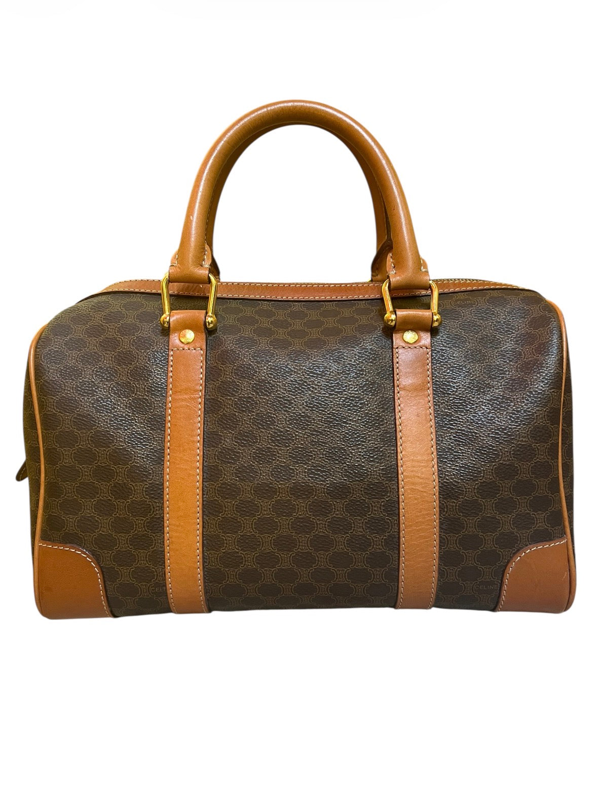 Céline Paris Handbag Brown Leather Monogram Canvas