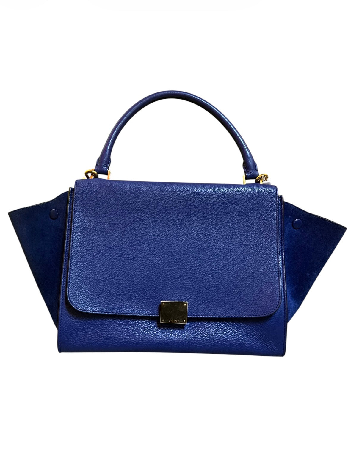 Céline Trapeze Blue Leather and Suede Handbag &nbsp;Blue