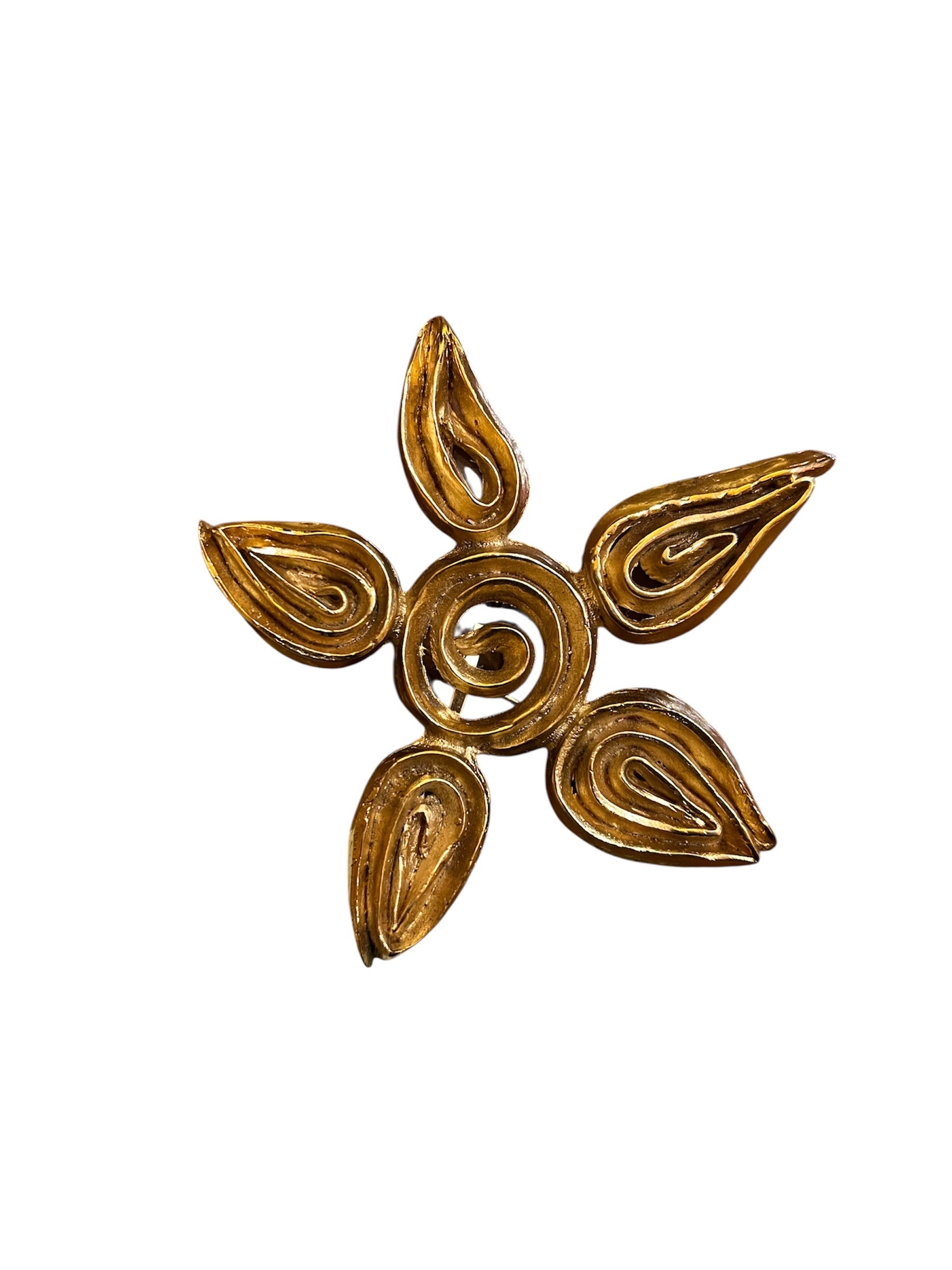 Rochas Golden Flower Brooch