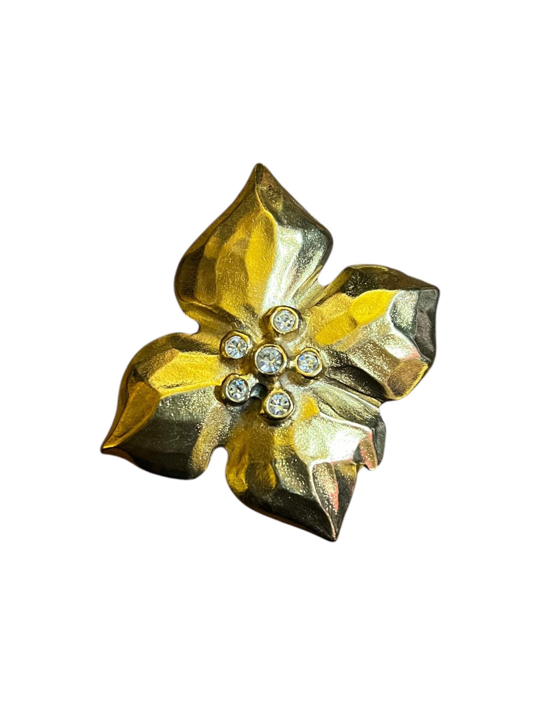 YSL golden flower brooch