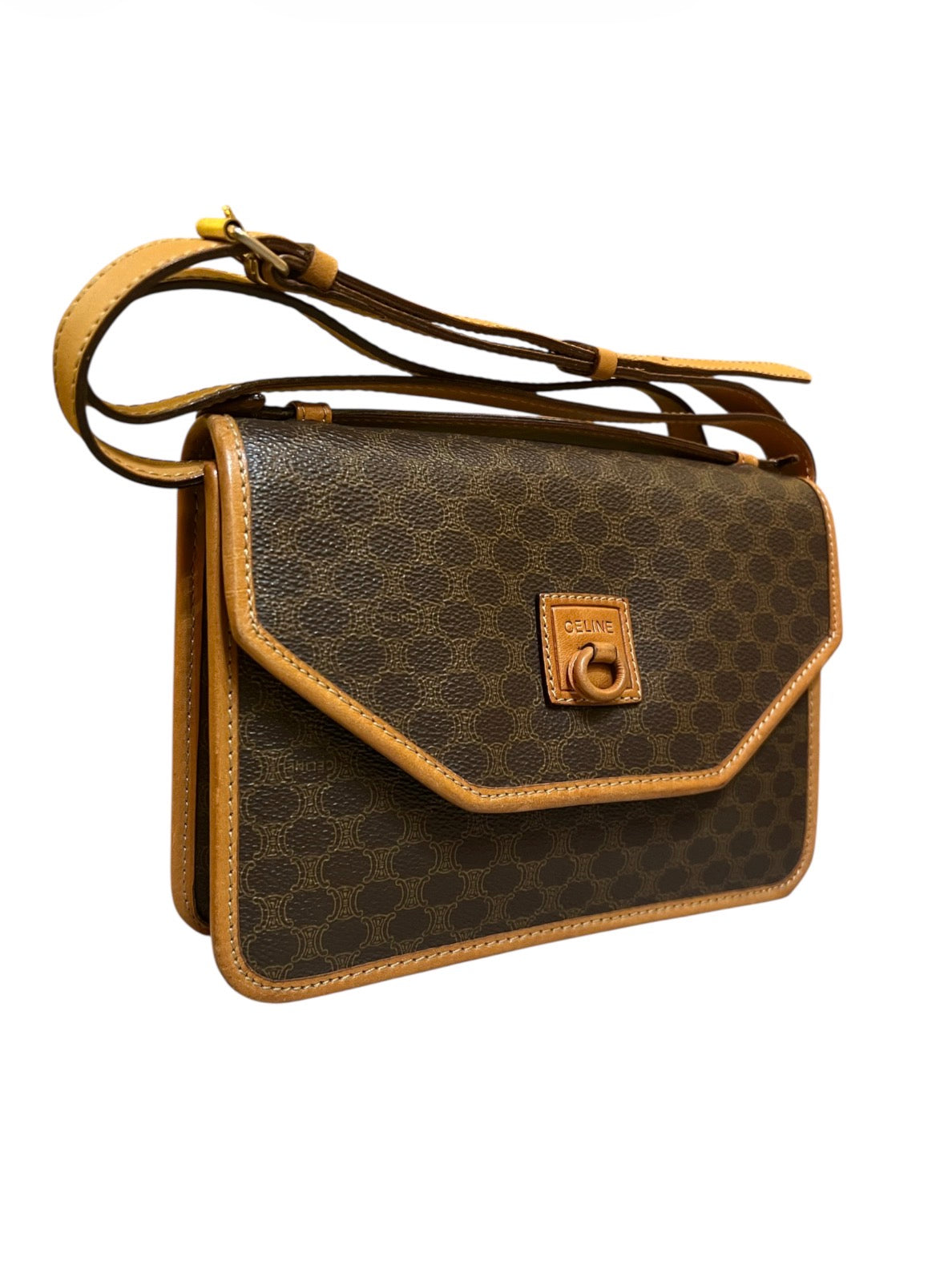 Céline Paris Monogram Canvas Shoulder Bag, Brown