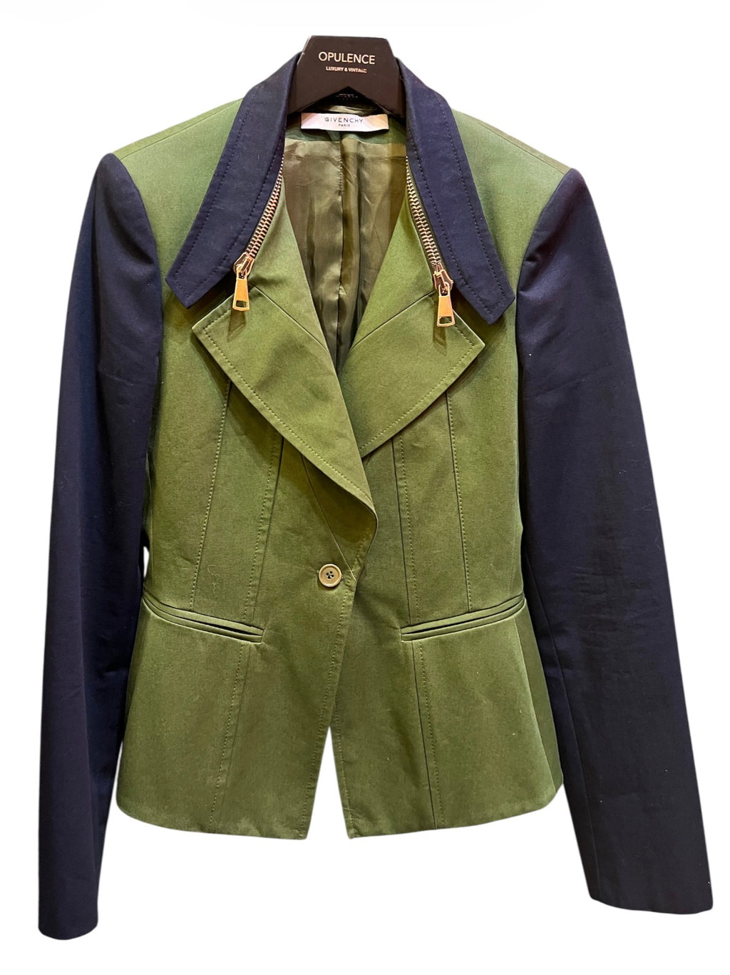 Givenchy Green and Midnight Blue Tailored Jacket