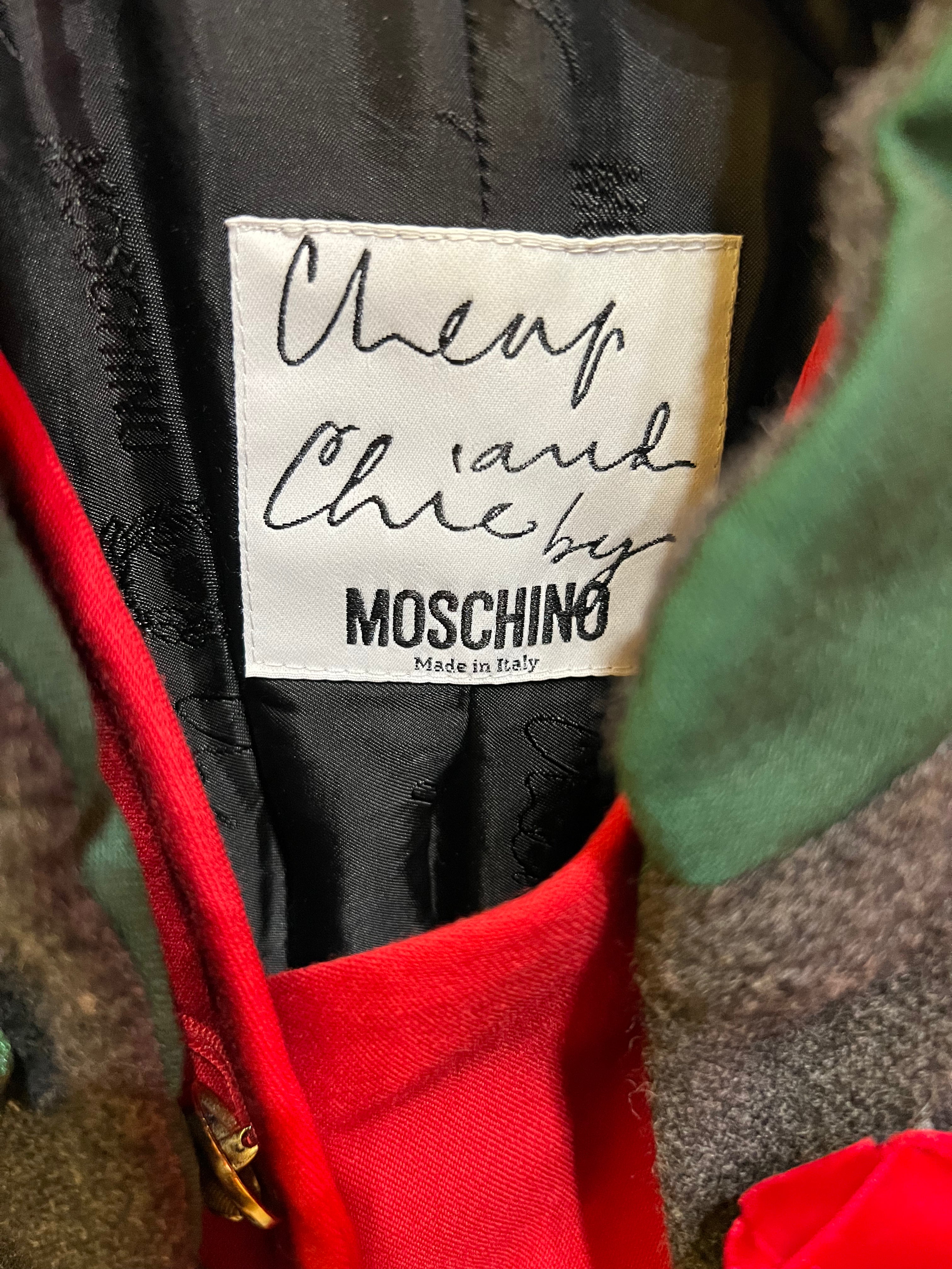 Moschino Wool Jacket in Gray, Green, and Red&nbsp;