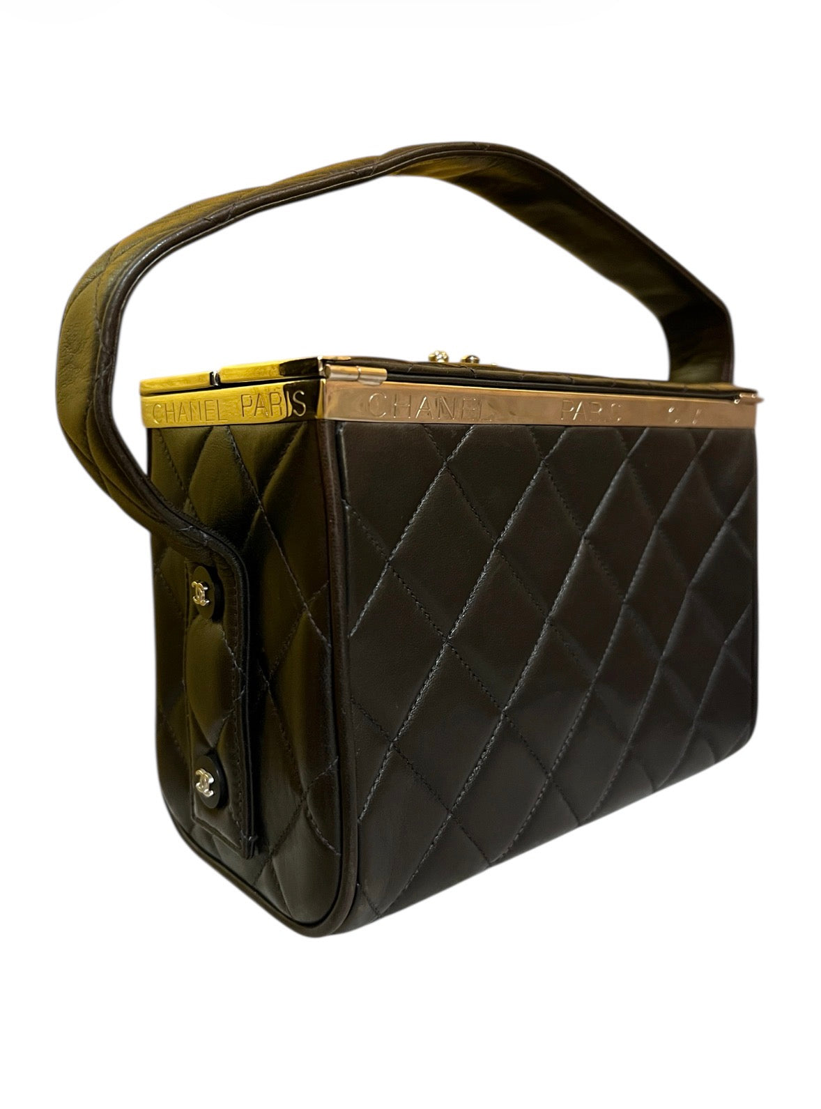 1996 Chanel Handbag, Black Quilted Leather