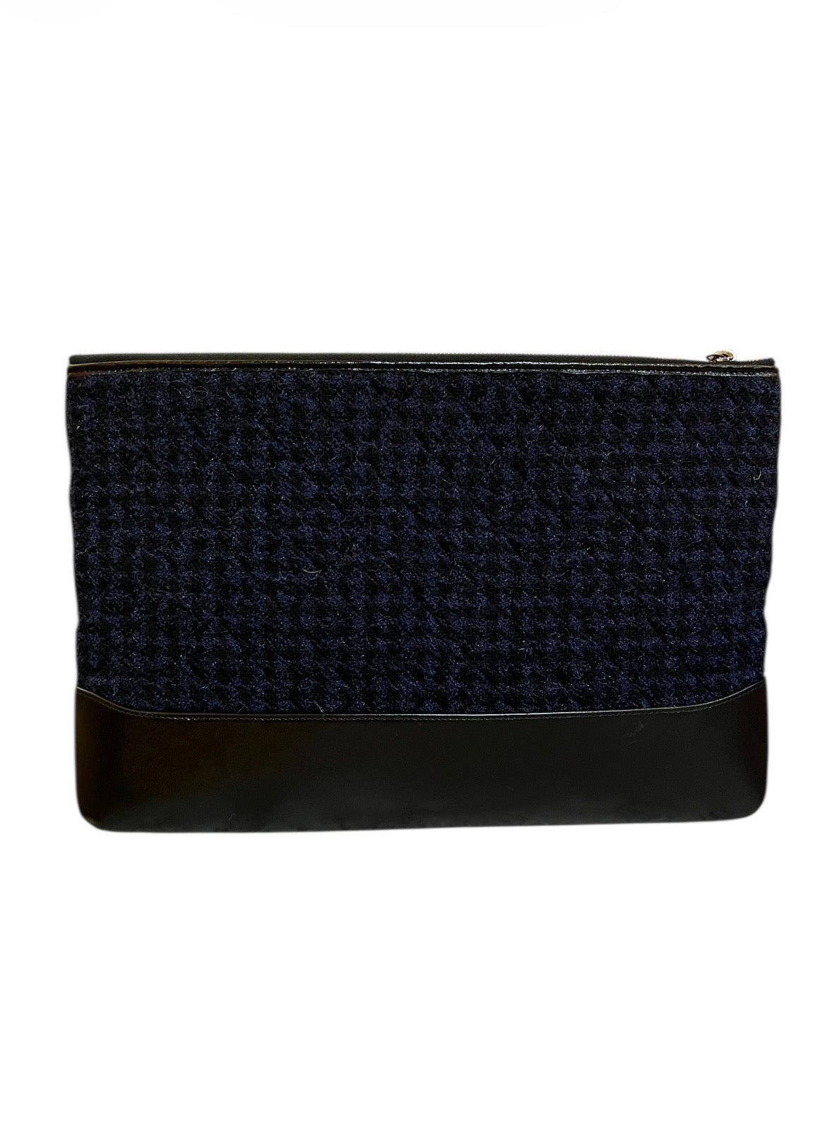 2017 Chanel Clutch in Midnight Blue Tweed with Gabrielle Logo on the Front