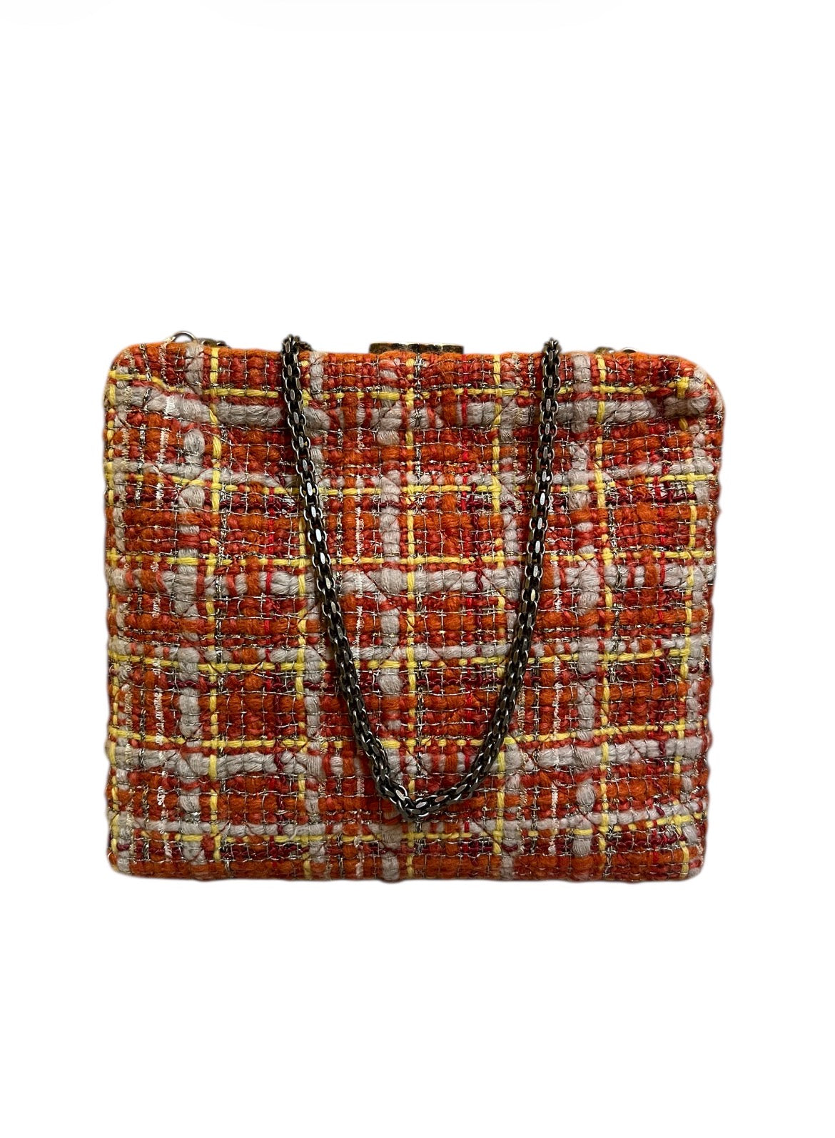 2017 Chanel Orange and Beige Tweed Shoulder Bag
