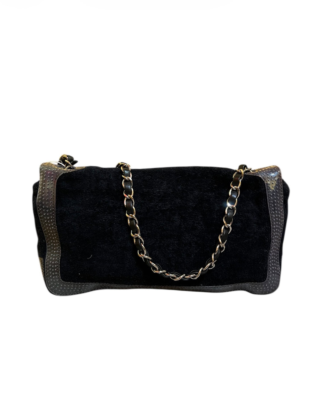 2008 Chanel Handbag in Midnight Blue Epongeai with CC Logo on the Front