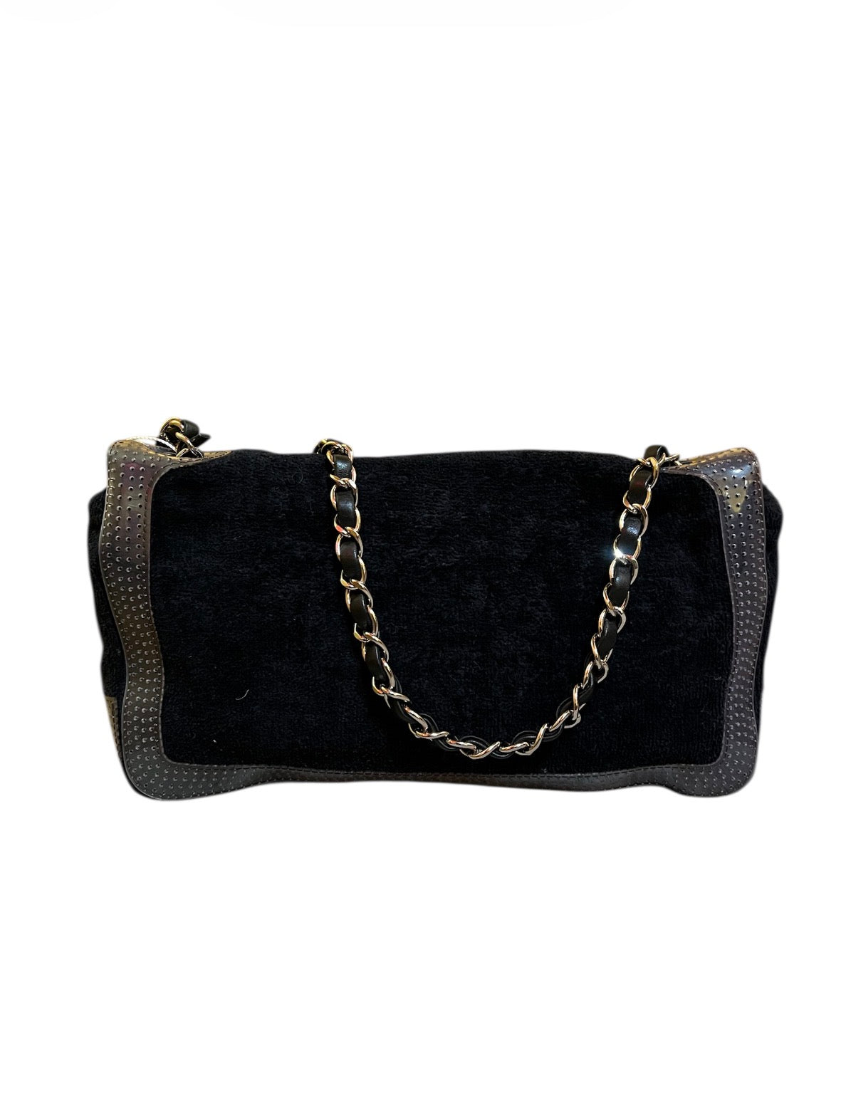 2008 Chanel Handbag in Midnight Blue Epongeai with CC Logo on the Front