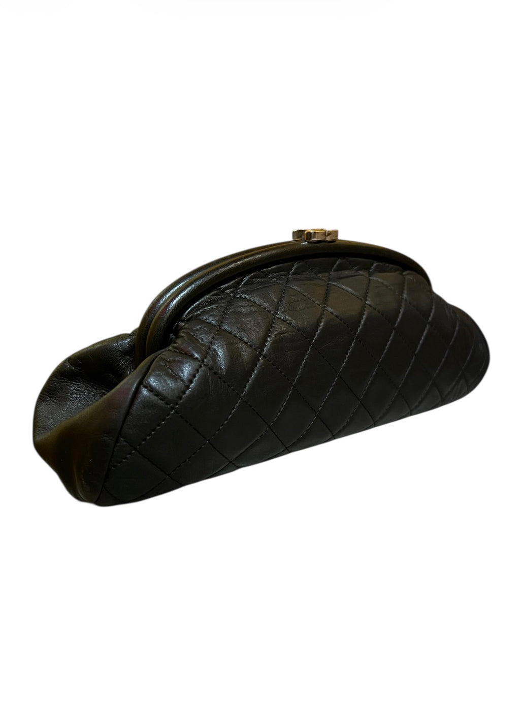 2006 Chanel Black Quilted Leather Clutch