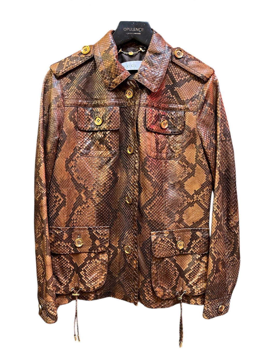 Gucci Brown and Gold Python Jacket