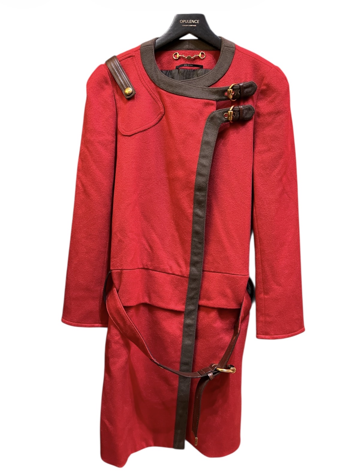 Gucci Long Red and Gold Wool Coat