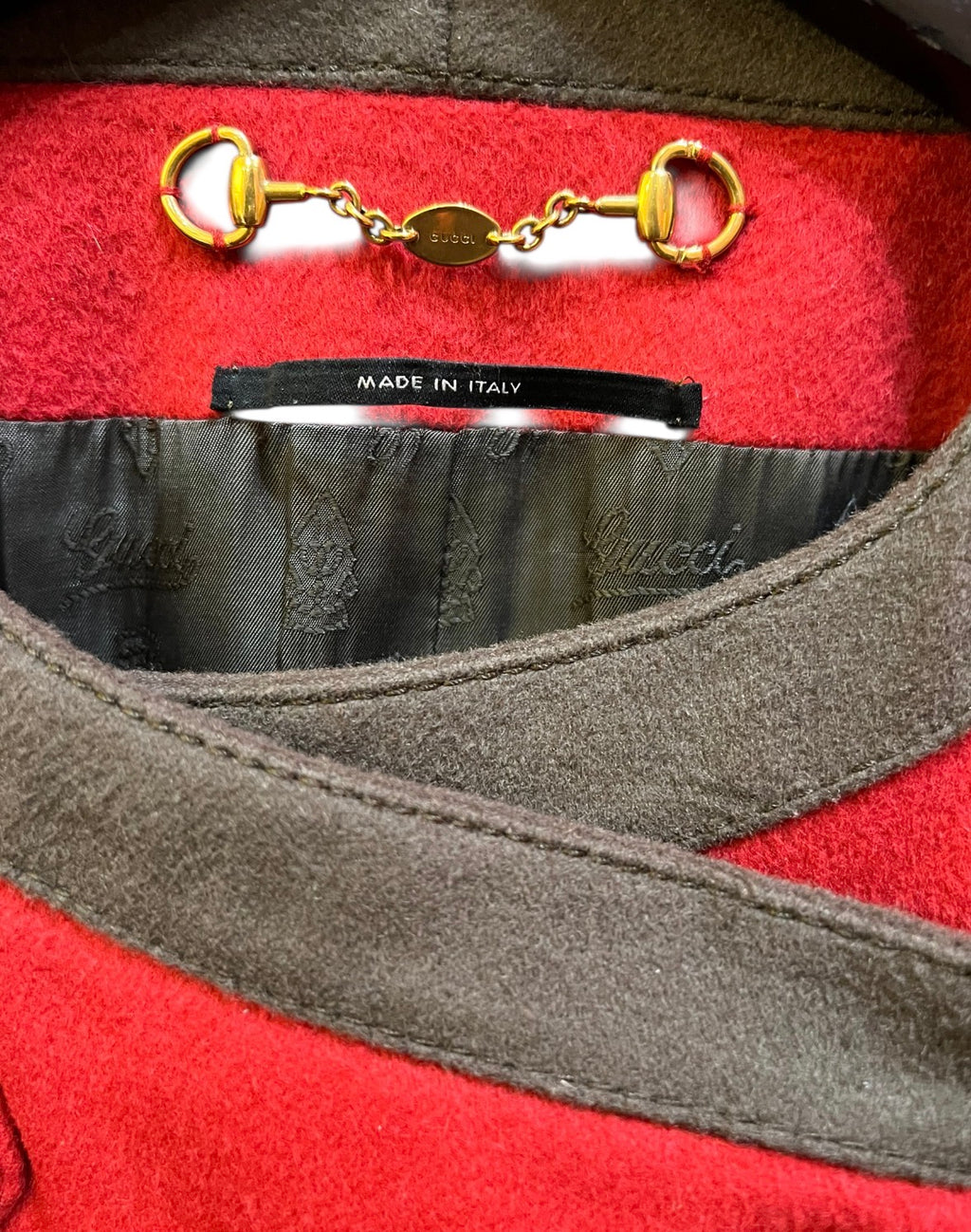 Gucci Long Red and Gold Wool Coat