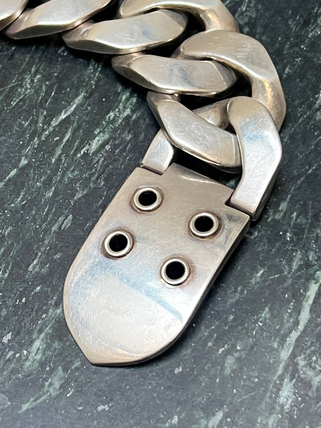 Vintage Hermes Boucles Sellier Sterling Silver Chain Bracelet