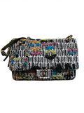 2015 Chanel Multicolor Handbag in Fabric and Black Leather