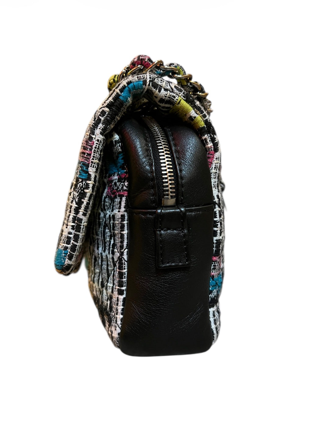 2015 Chanel Multicolor Handbag in Fabric and Black Leather