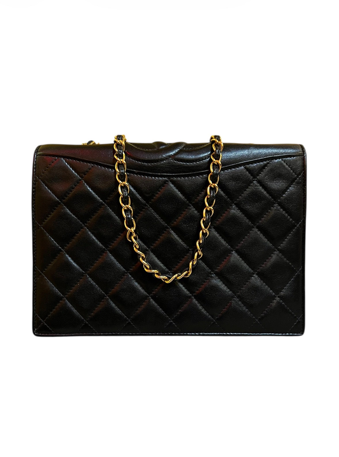 1989 Chanel Black Quilted Leather Shoulder Bag