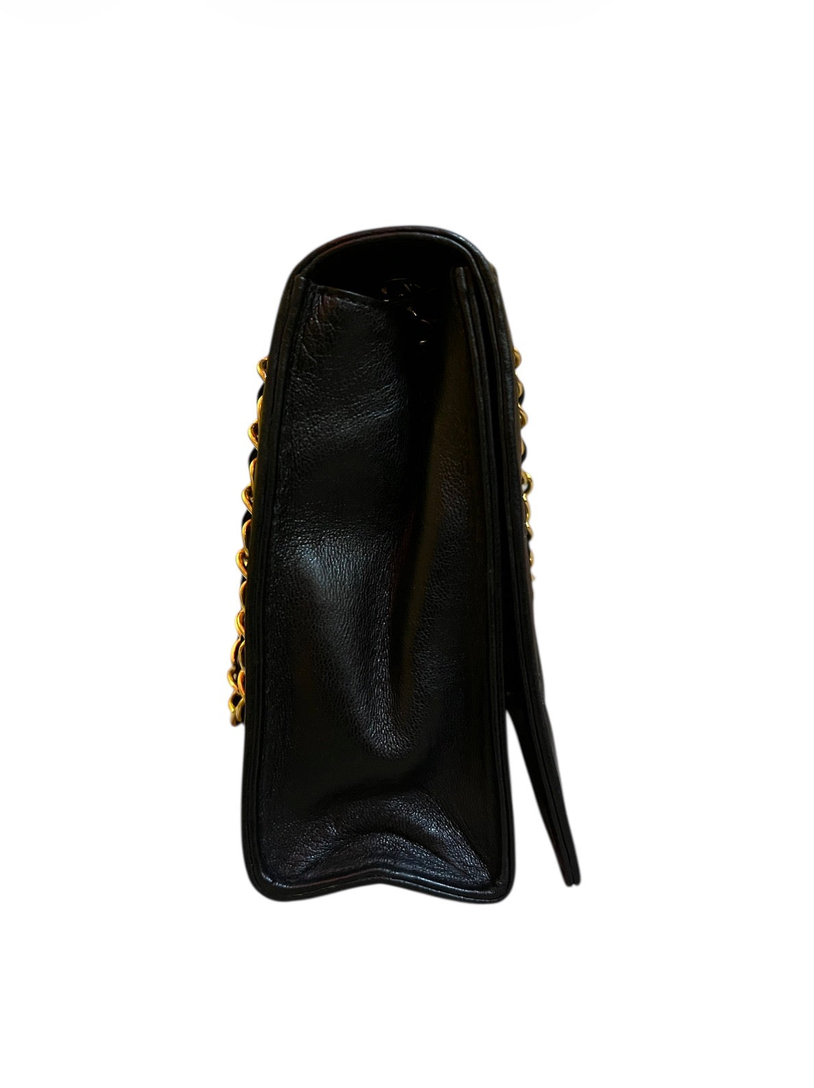 1989 Chanel Black Quilted Leather Shoulder Bag