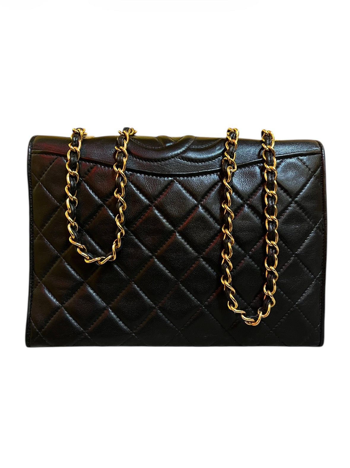 1989 Chanel Black Quilted Leather Shoulder Bag
