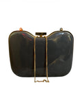 Fendi Shoulder Bag in Black and Gray Leather with Gold Chain