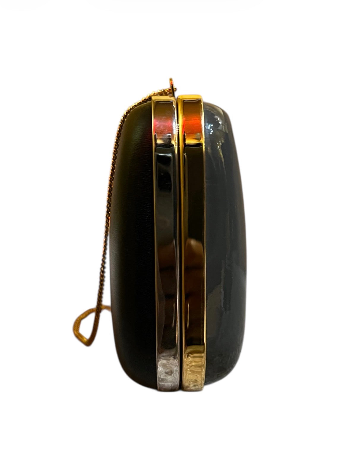 Fendi Shoulder Bag in Black and Gray Leather with Gold Chain