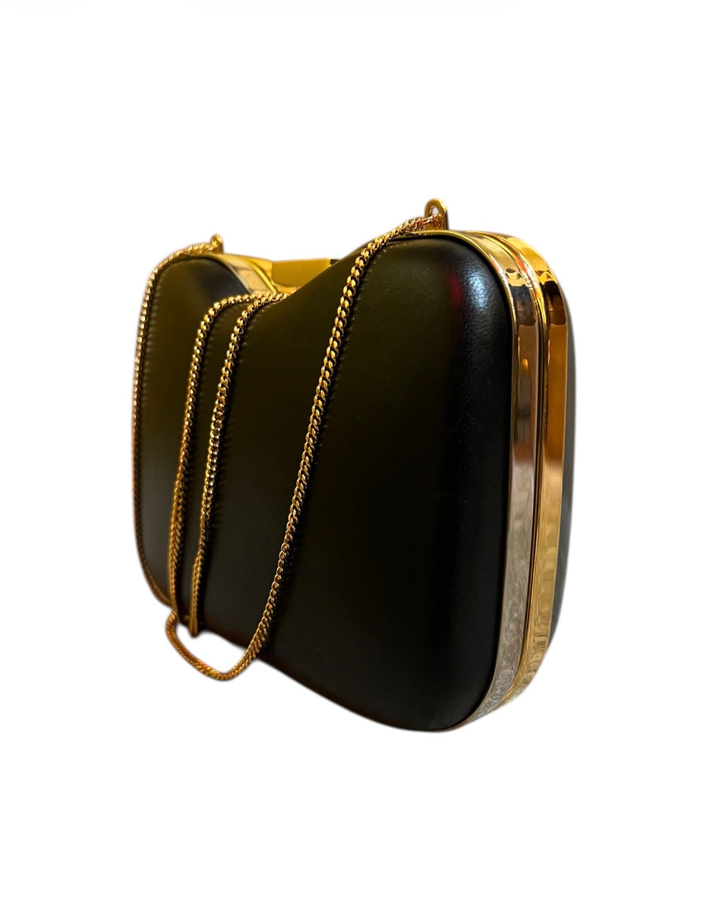 Fendi Shoulder Bag in Black and Gray Leather with Gold Chain