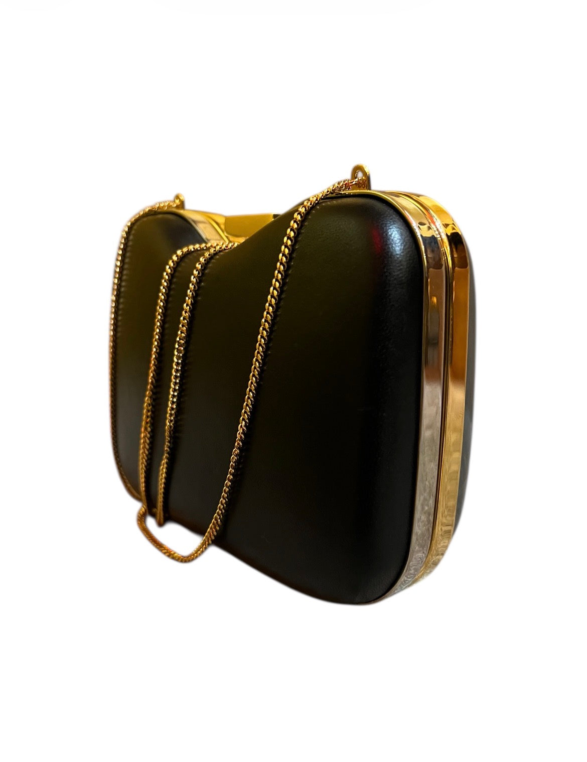 Fendi Shoulder Bag in Black and Gray Leather with Gold Chain