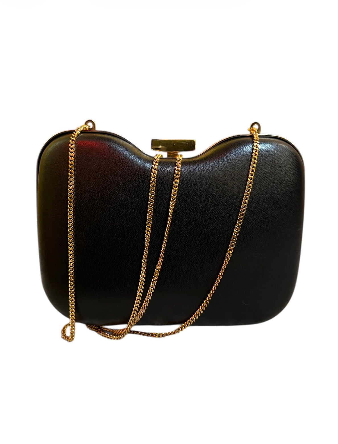 Fendi Shoulder Bag in Black and Gray Leather with Gold Chain