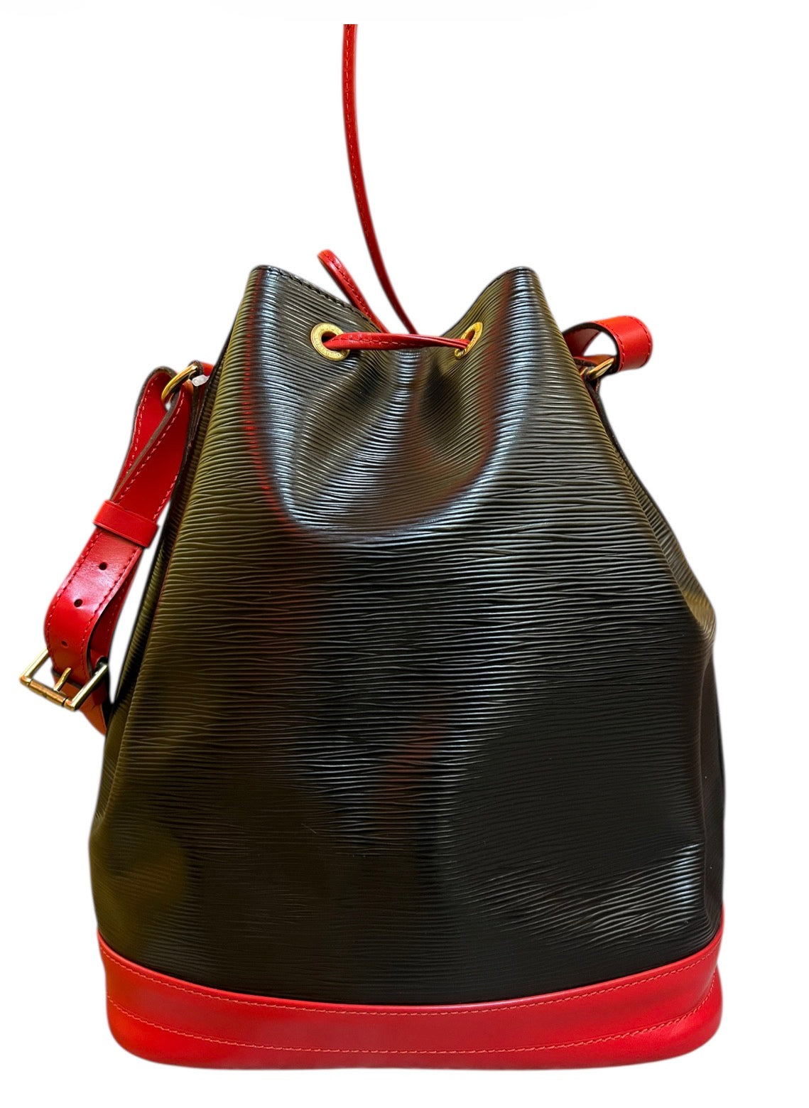 1996 Louis Vuitton Noé Bag in Black and Red Epi Leather