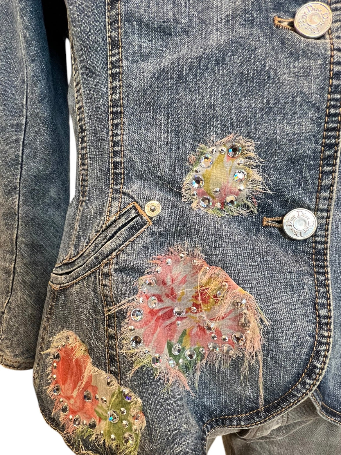 Christian Dior Denim Jacket with Floral Motifs by John Galliano