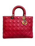 Lady Dior Handbag in Red Leather