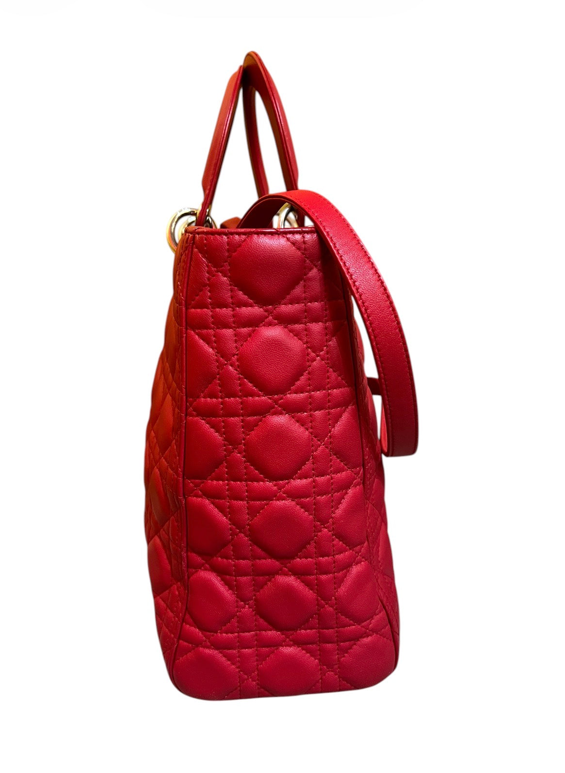 Lady Dior Handbag in Red Leather