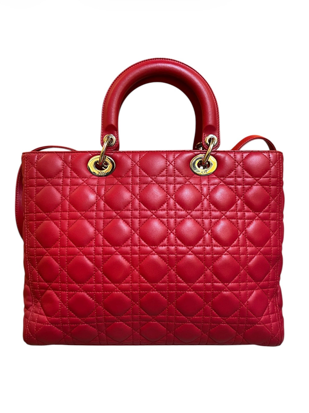 Lady Dior Handbag in Red Leather