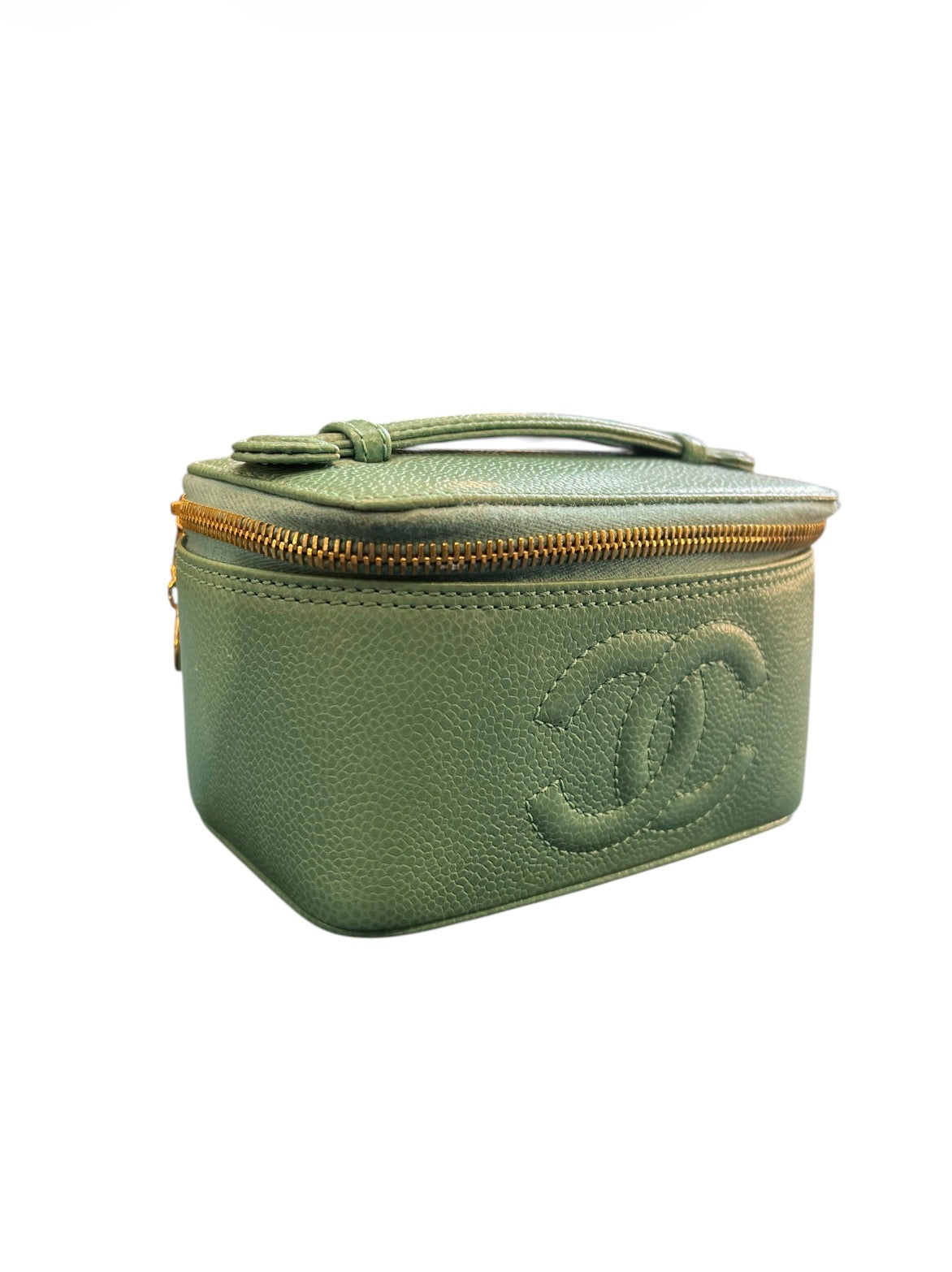 1997 Small Chanel Bag in Green Caviar Leather