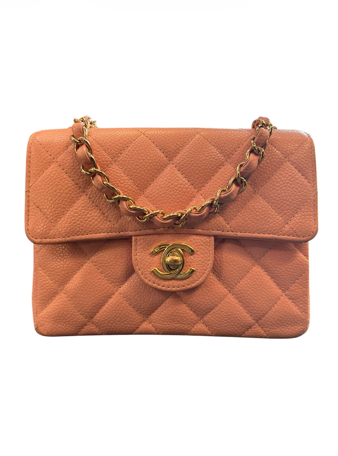 2004 Small Chanel Caviar Pink Leather Shoulder Bag