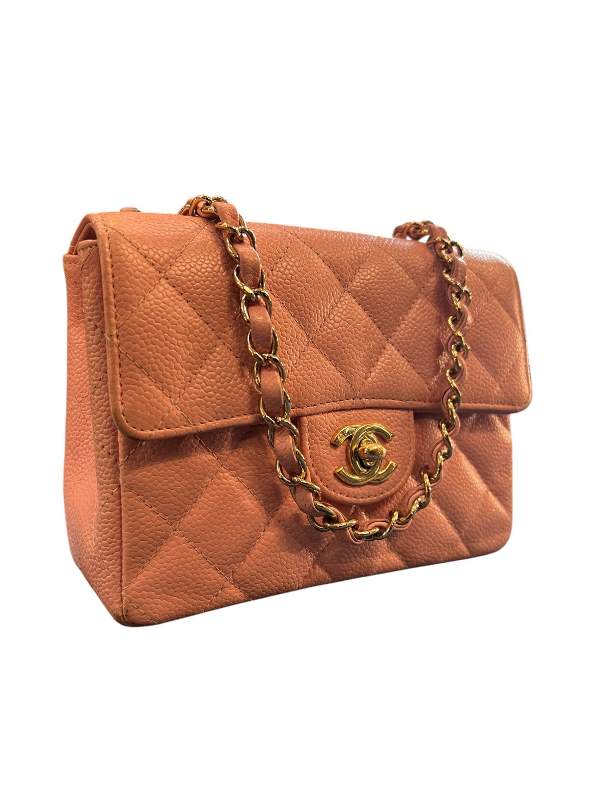 2004 Small Chanel Caviar Pink Leather Shoulder Bag