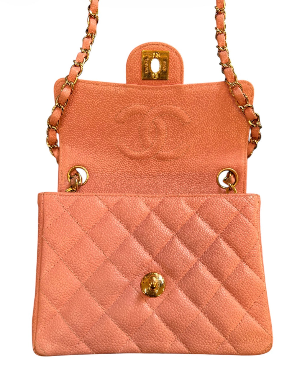 2004 Small Chanel Caviar Pink Leather Shoulder Bag