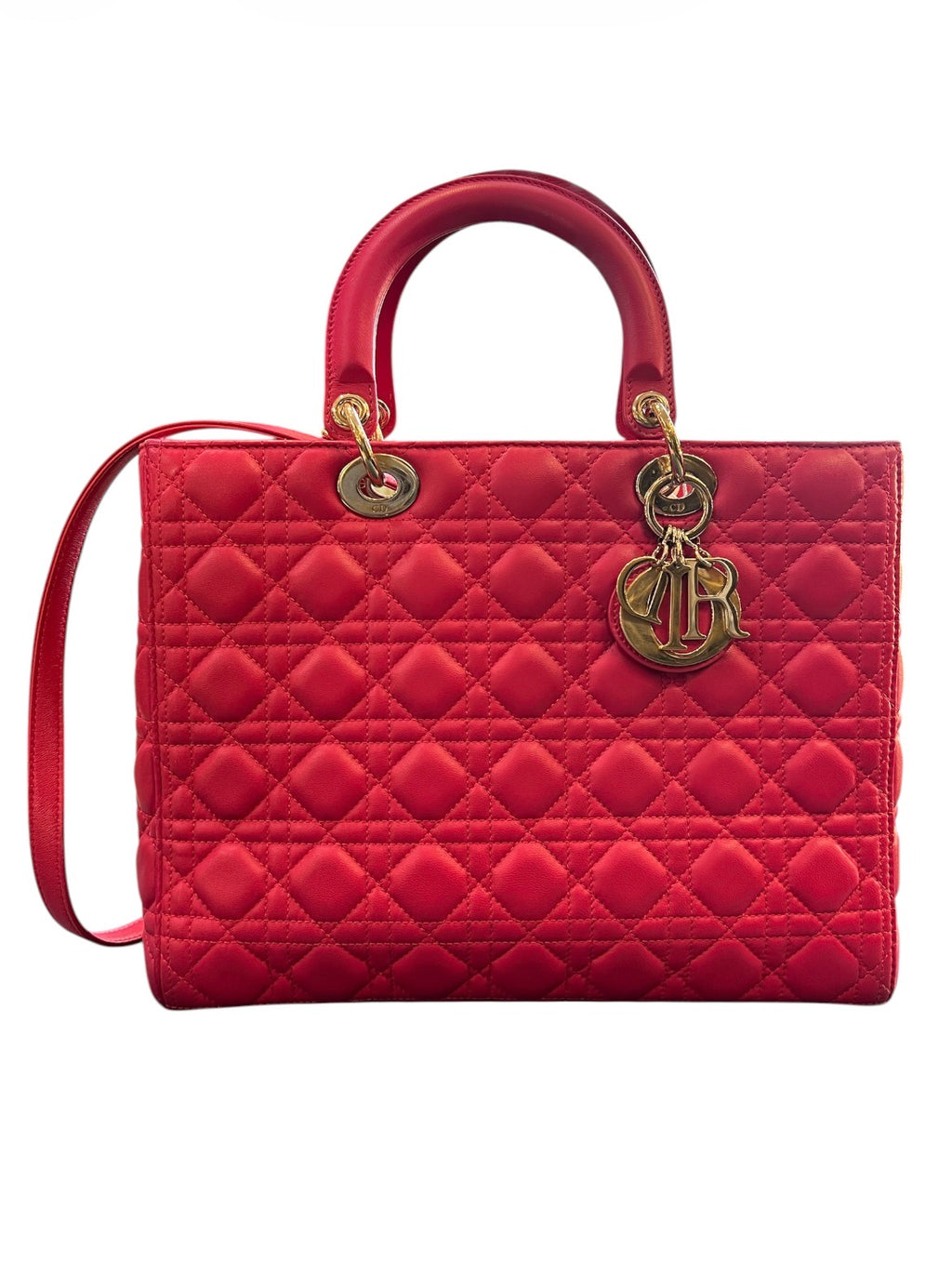 Lady Dior Large Pink Lambskin Handbag