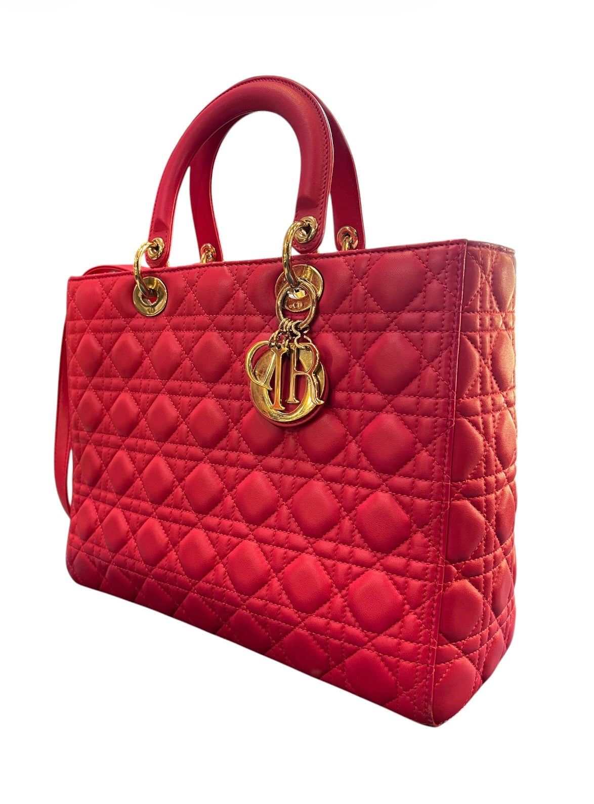 Lady Dior Large Pink Lambskin Handbag