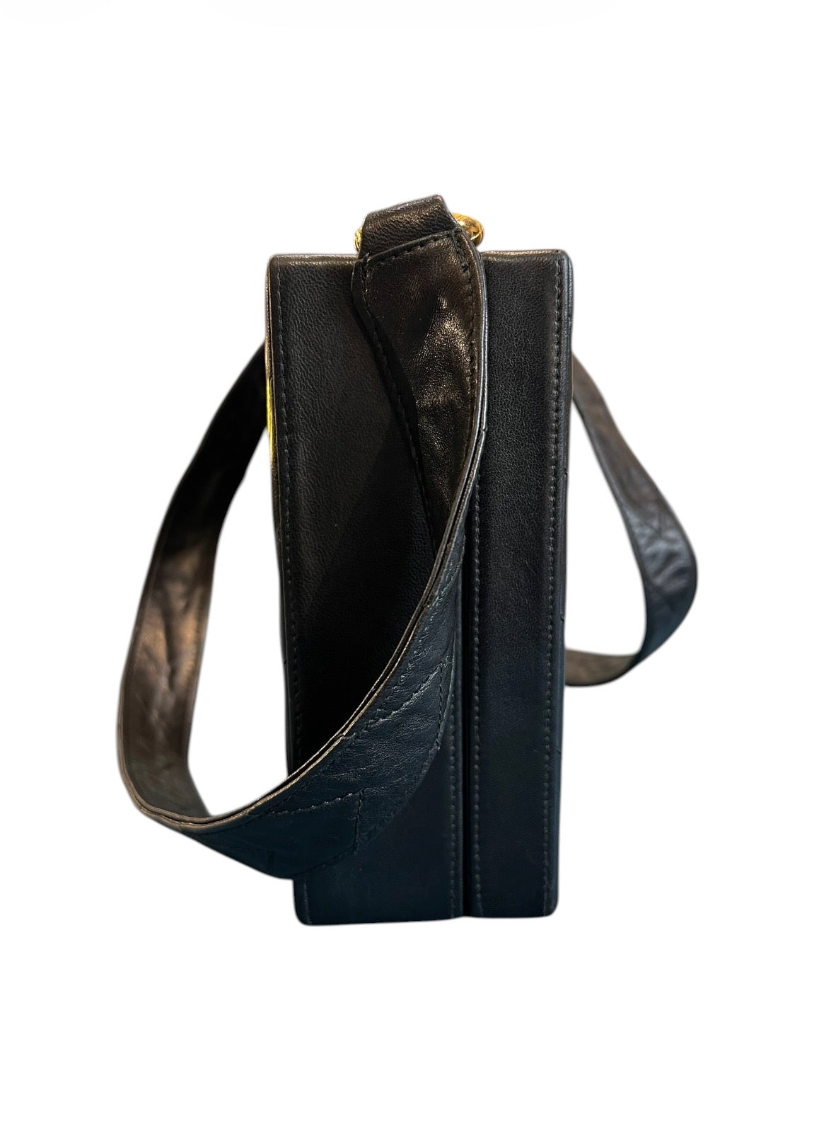 1986 Chanel Black Lambskin Shoulder Bag