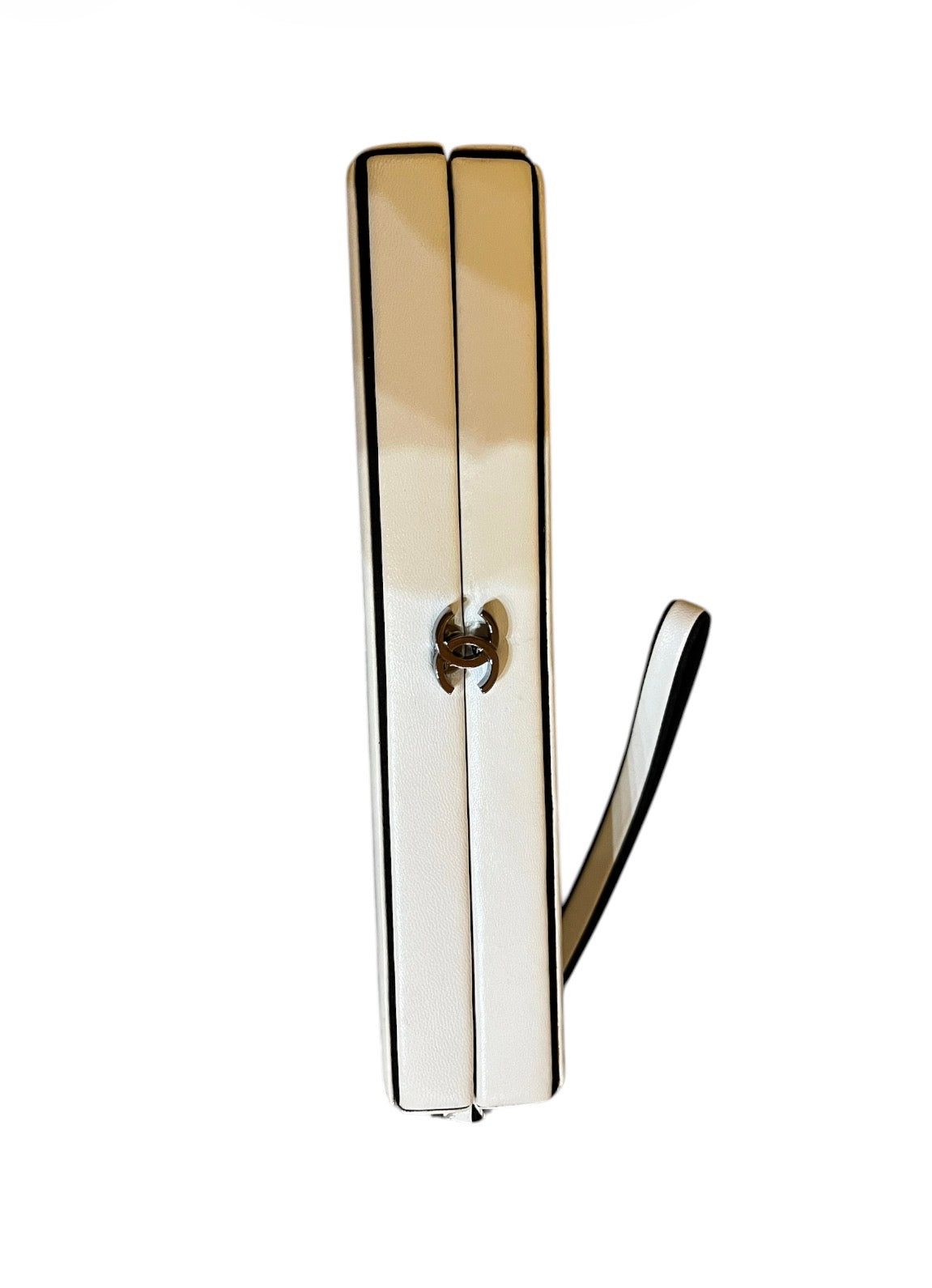 2008 Chanel Clutch in White Leather with Silver CC Logo